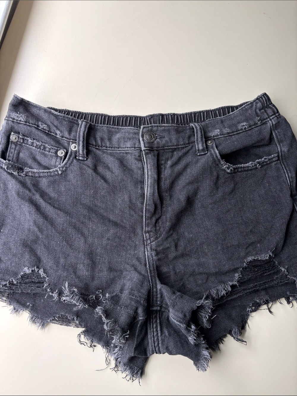 Aerie Daydream Women's Washed Black Distressed Denim Shorts